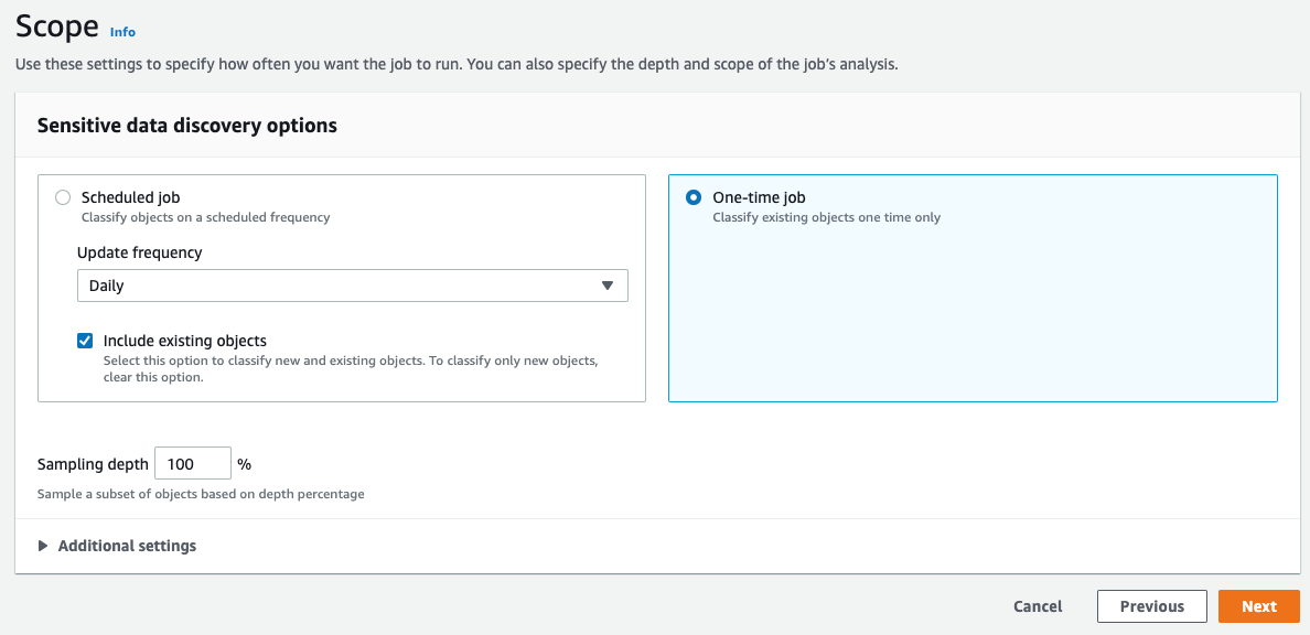 Figure 31: Selecting the objects that should be in scope for this discovery job