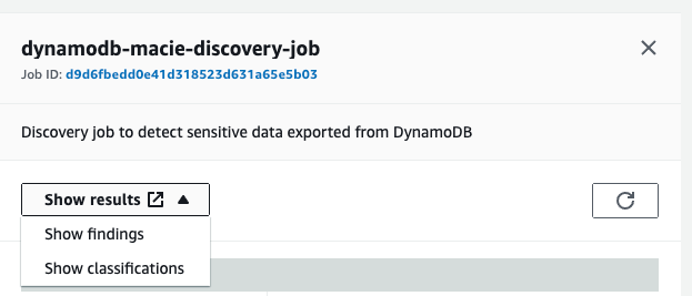 Figure 38: Option to view discovery job findings