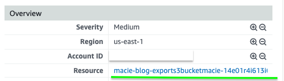 Figure 43: Viewing the S3 bucket where the object is located that generated the Macie finding