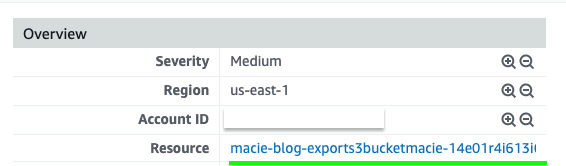 Figure 45: Viewing the S3 bucket where the object is located that generated the Macie finding
