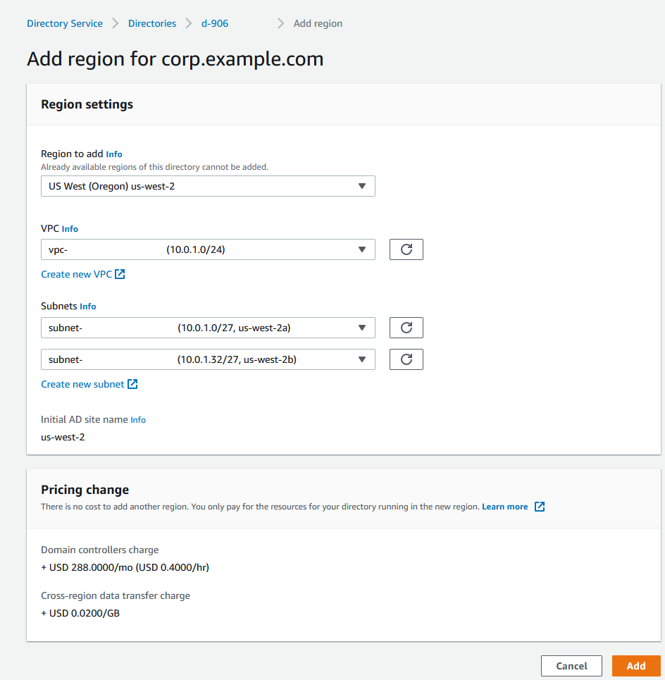 Figure 3: Add a Region