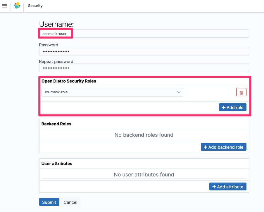 Figure 7: Select the username, password, and roles