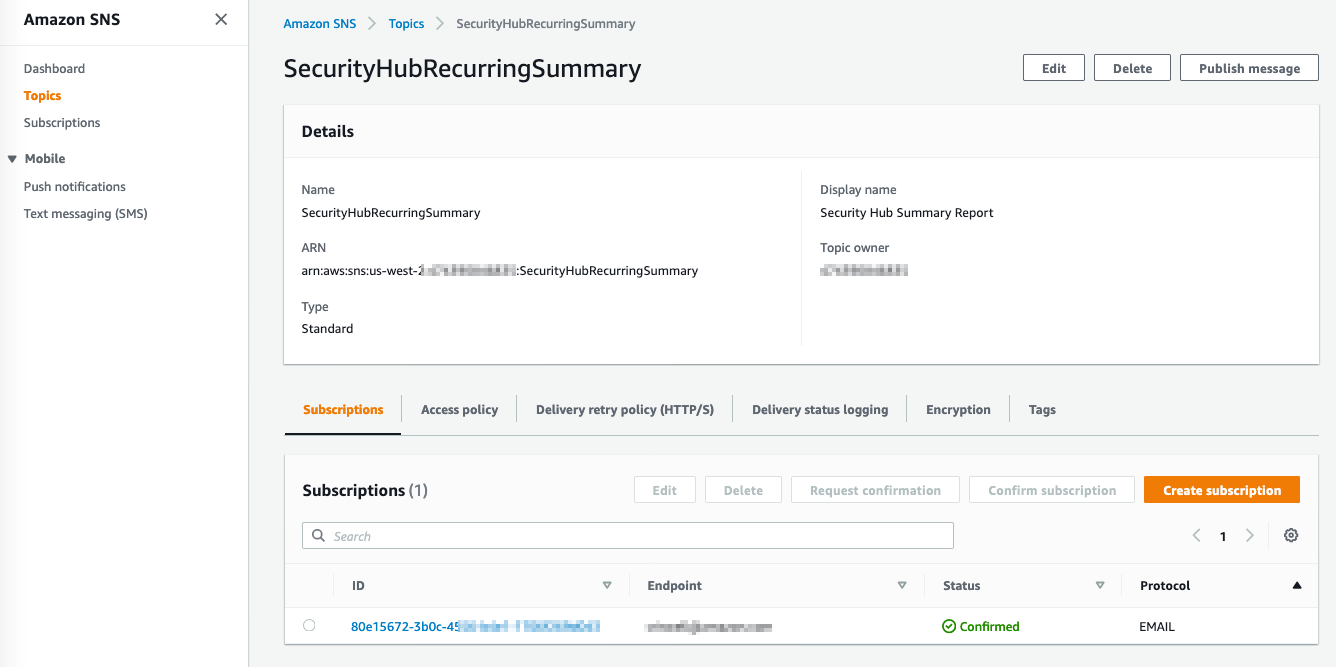 Figure 6: SNS email subscription