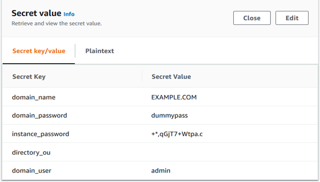 Figure 3: Retrieve value in Secrets Manager