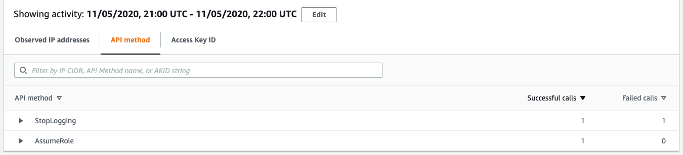 Figure 9: Viewing the API methods called