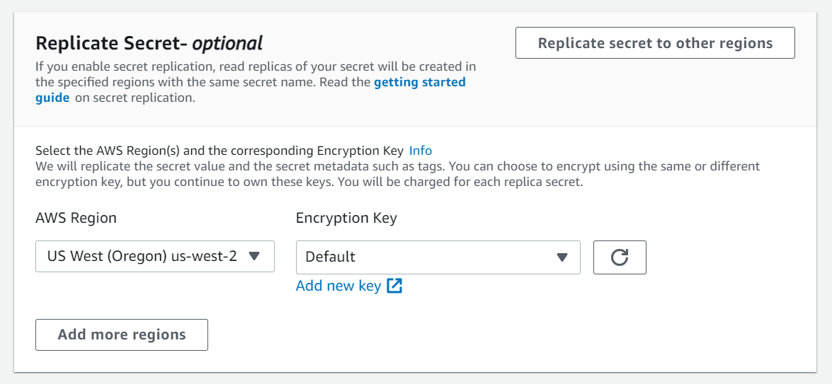 Figure 4: Configure secret replication