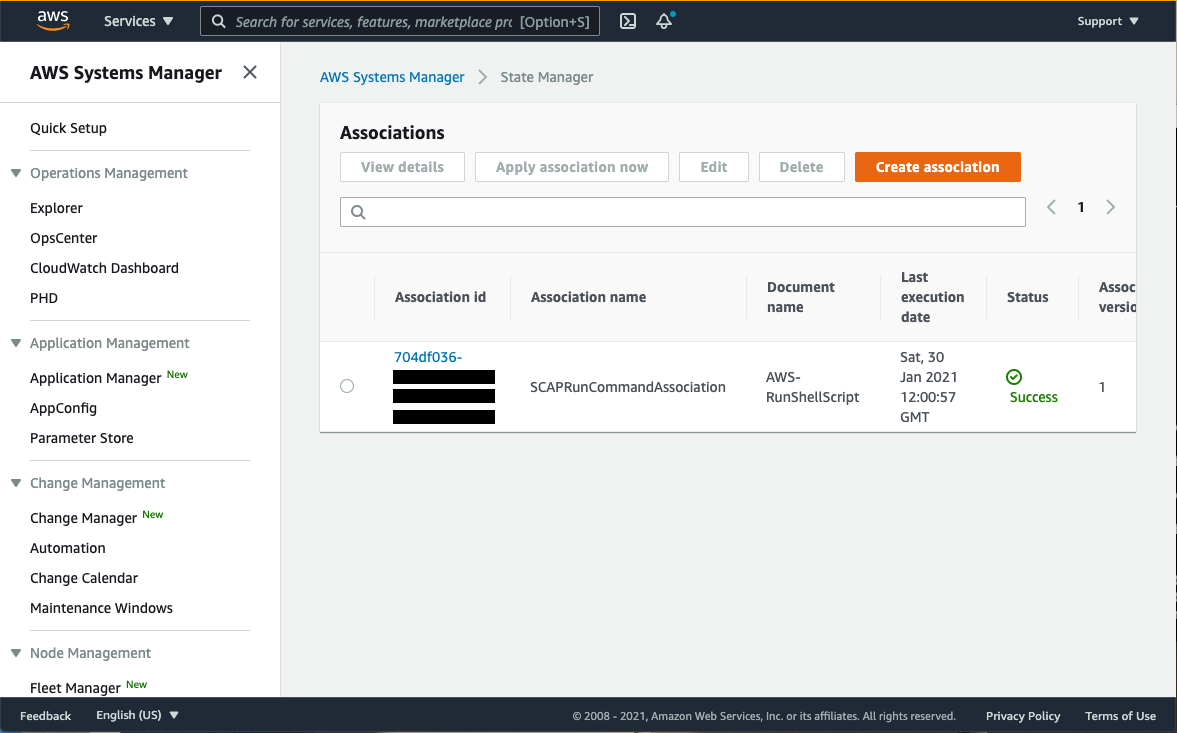 Figure 2: The Associations table in the State Manager console