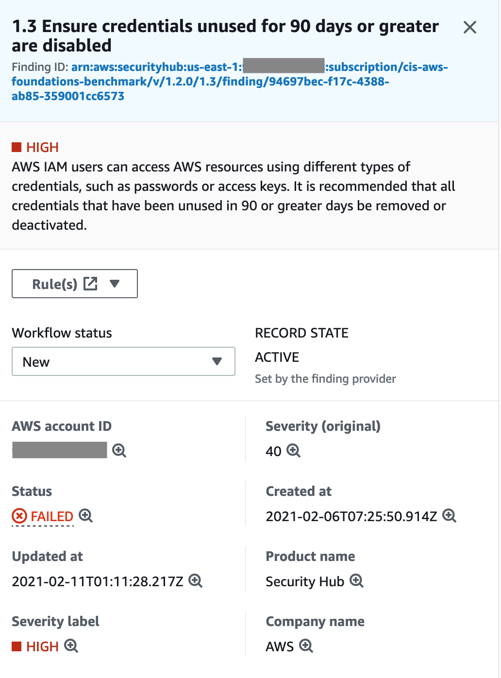 Figure 11: Security Hub severity updated