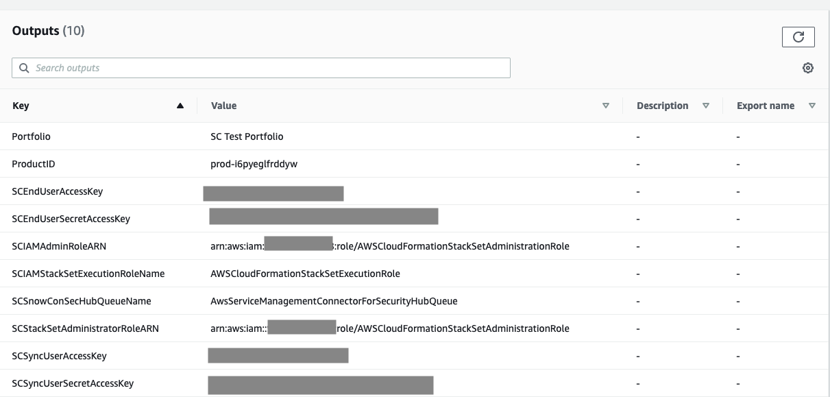 Figure 5: CloudFormation Outputs details 