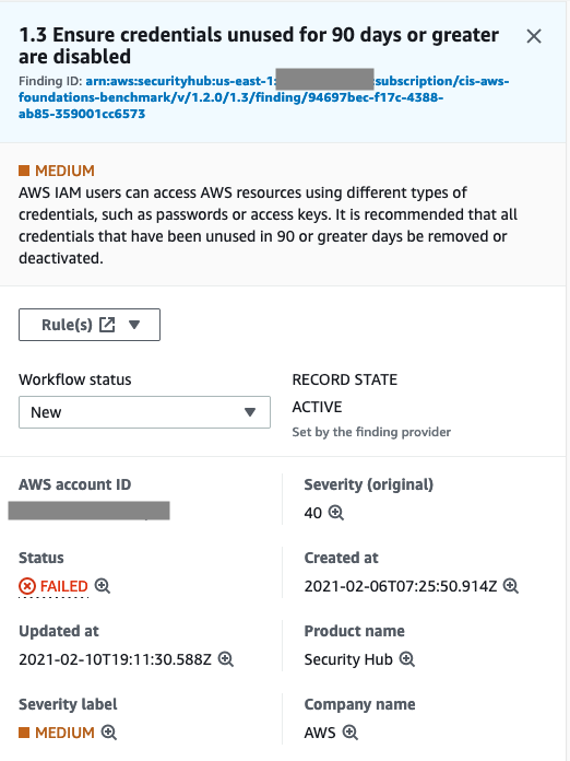 Figure 7: Security Hub finding 