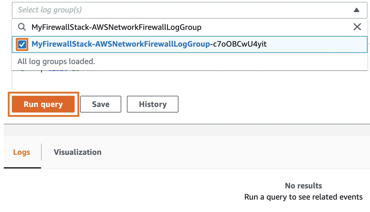 Figure 10: Run a query against the firewall’s log group