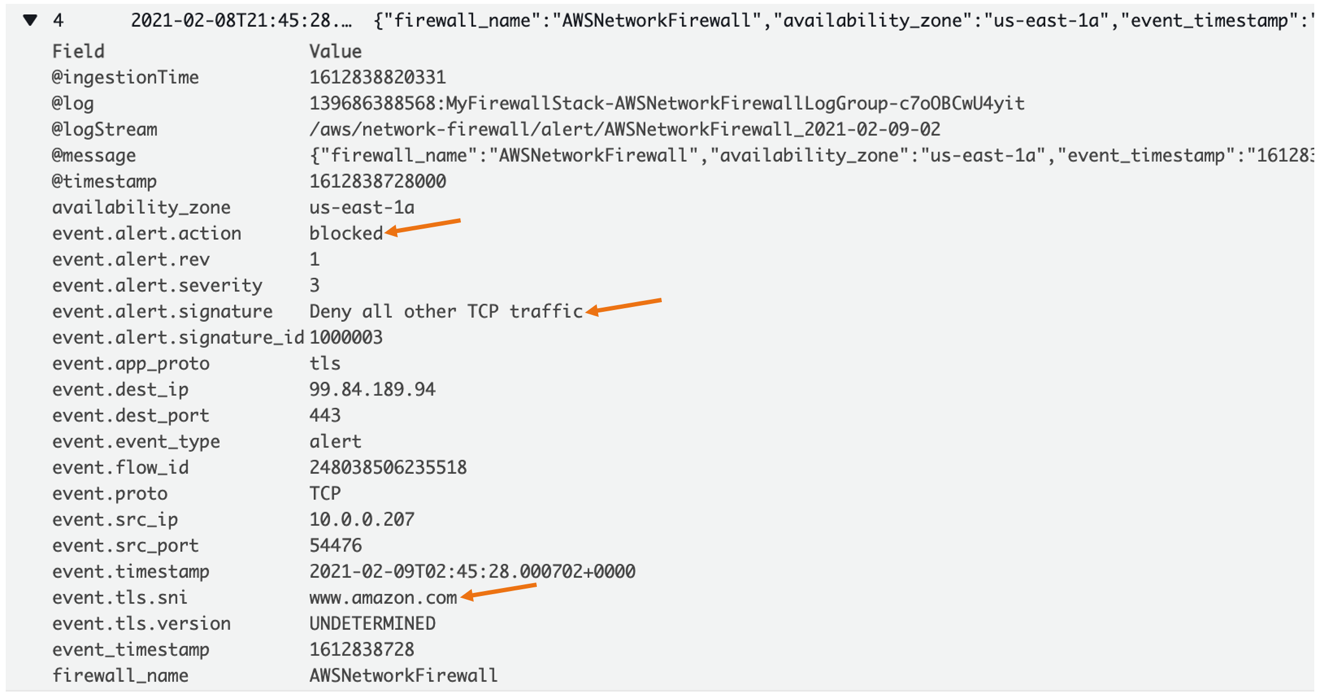 Figure 11: Viewing one of the firewall’s log records