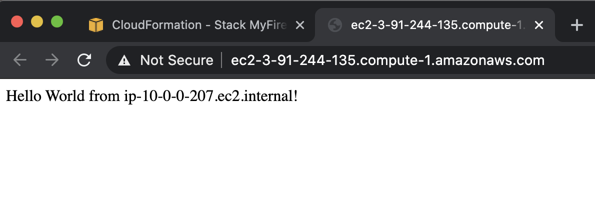 Figure 4: Web server’s Hello World page