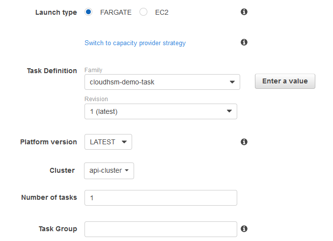 Figure 2: Fargate launch configuration