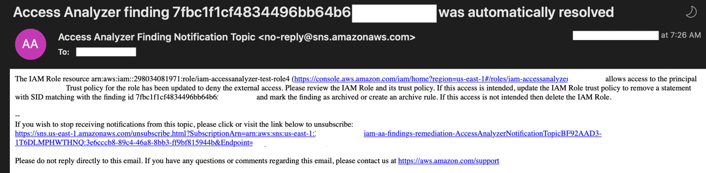 Figure 3: Sample resolution email generated by the solution
