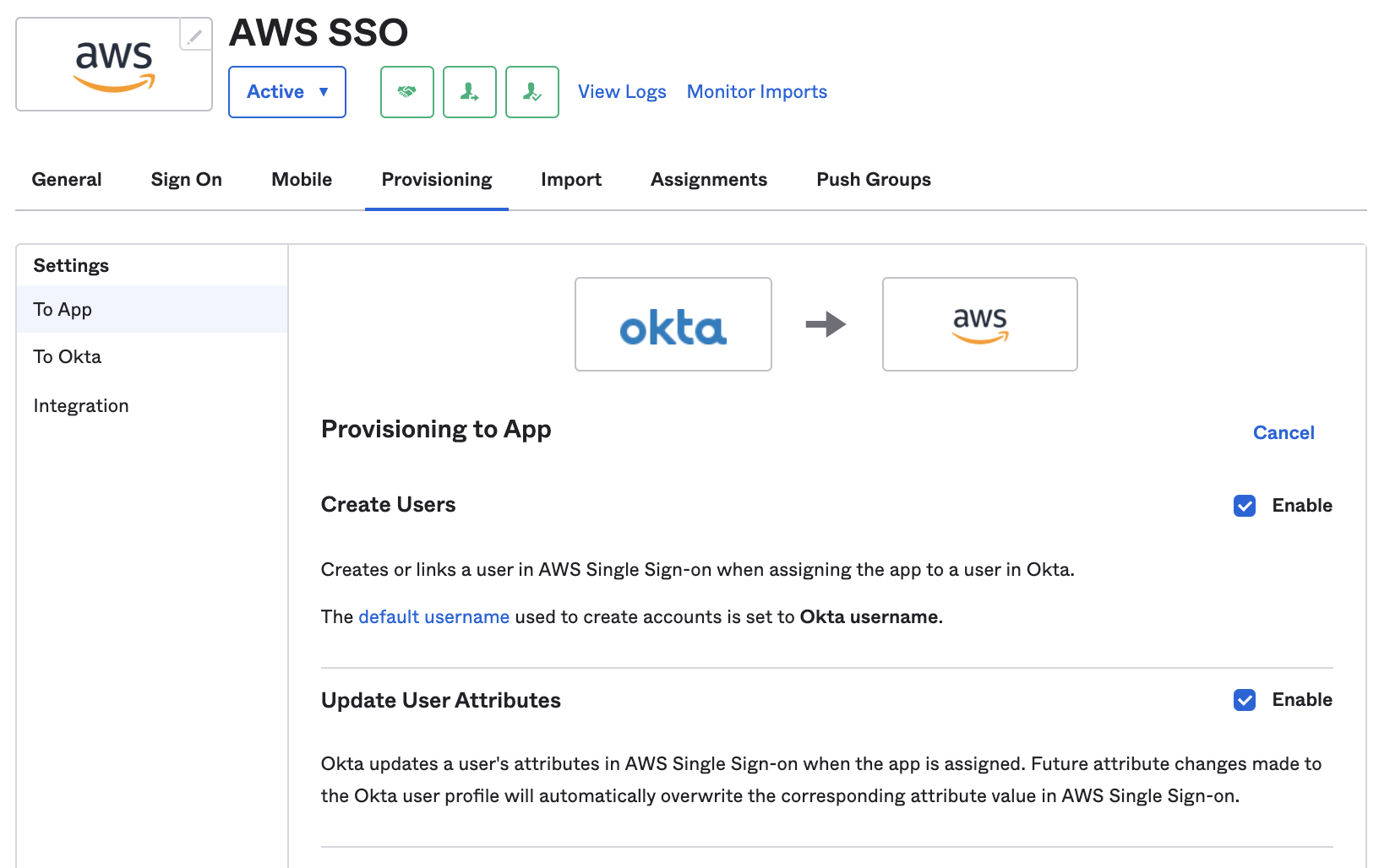 Figure 2: Enable automatic provisioning for ABAC updates