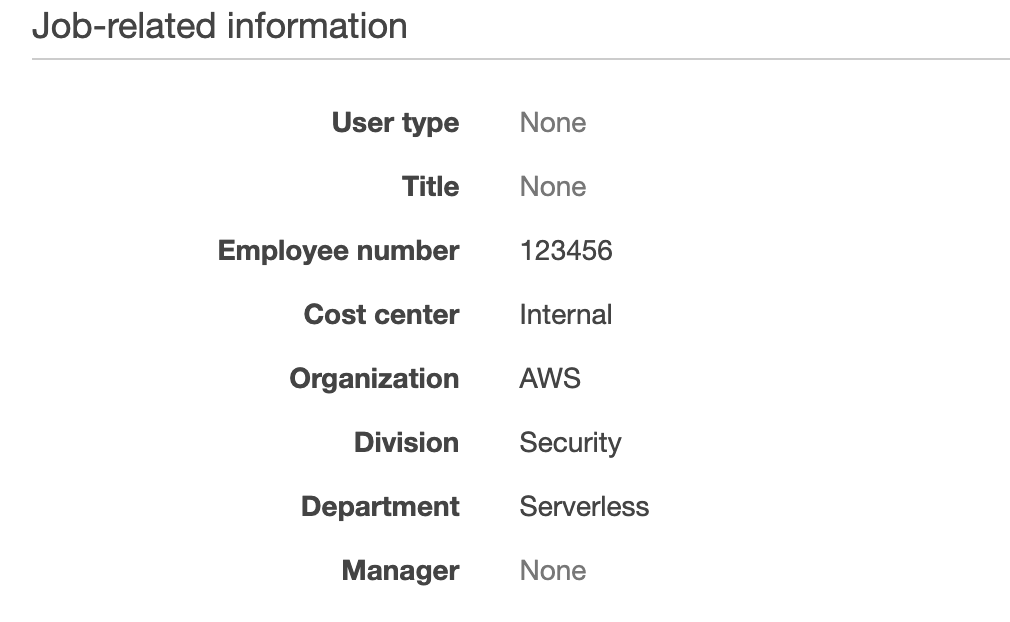 Figure 5: User attributes in Okta