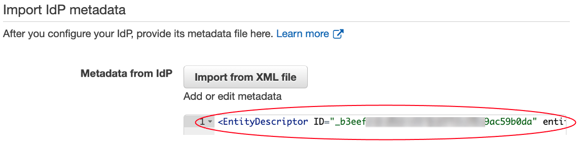 Figure 15: The imported identity provider metadata