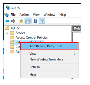 Figure 4: Set up a relying party trust