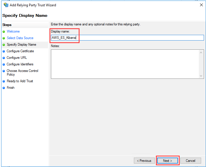 Figure 7: Provide a display name for the relying party