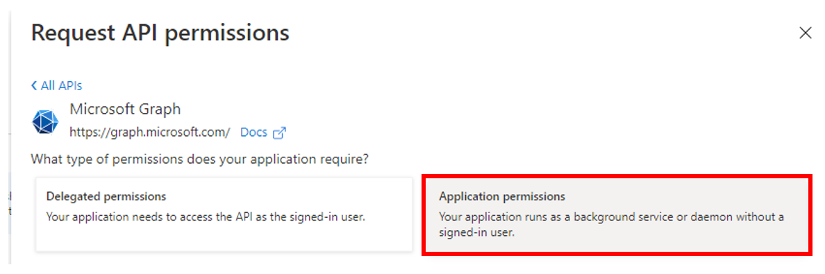 Figure 5: Request API permissions – Add permissions
