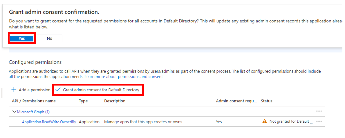 Figure 6: Grant permission to the Application