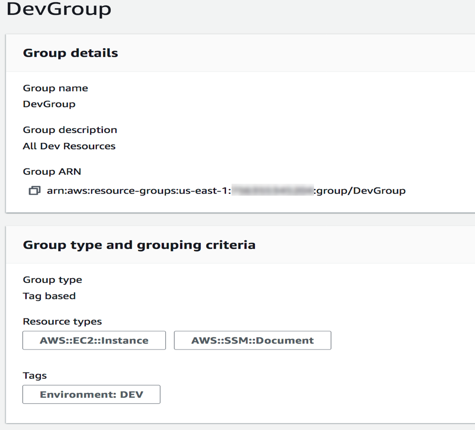 Figure 3: Sample resource group creation