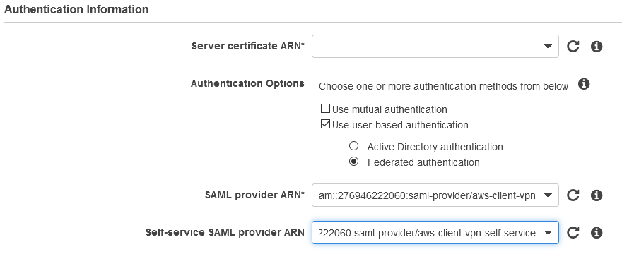 Figure 6: Authentication settings