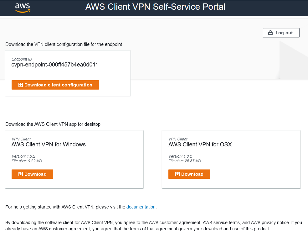 Figure 8: Client VPN self-service portal