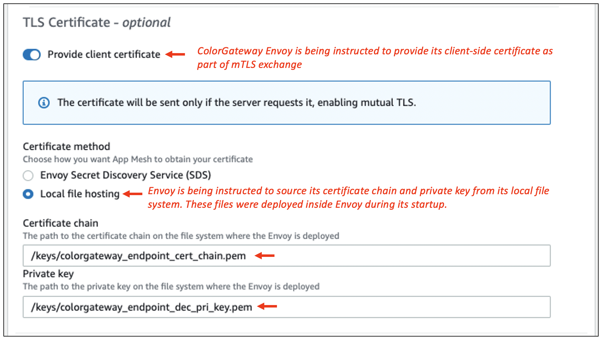 Figure 6: Client-side mTLS configuration in ColorGateway