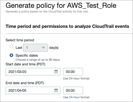 Figure 2: Specify the time period