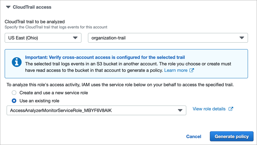 Figure 3: CloudTrail access