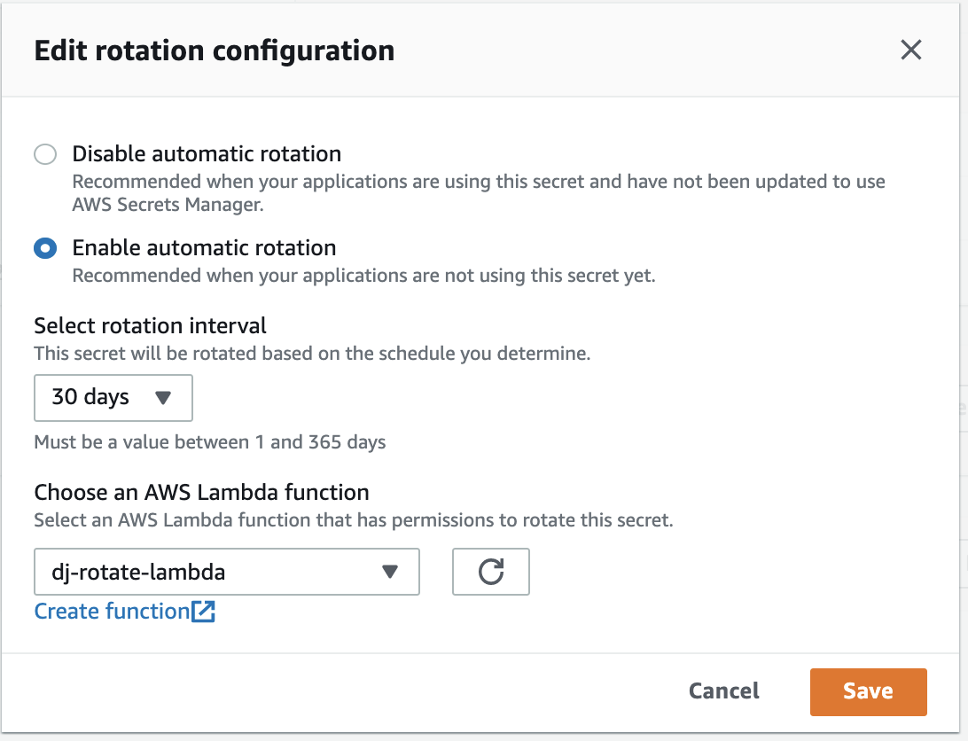 Figure 7: Editing the rotation configuration
