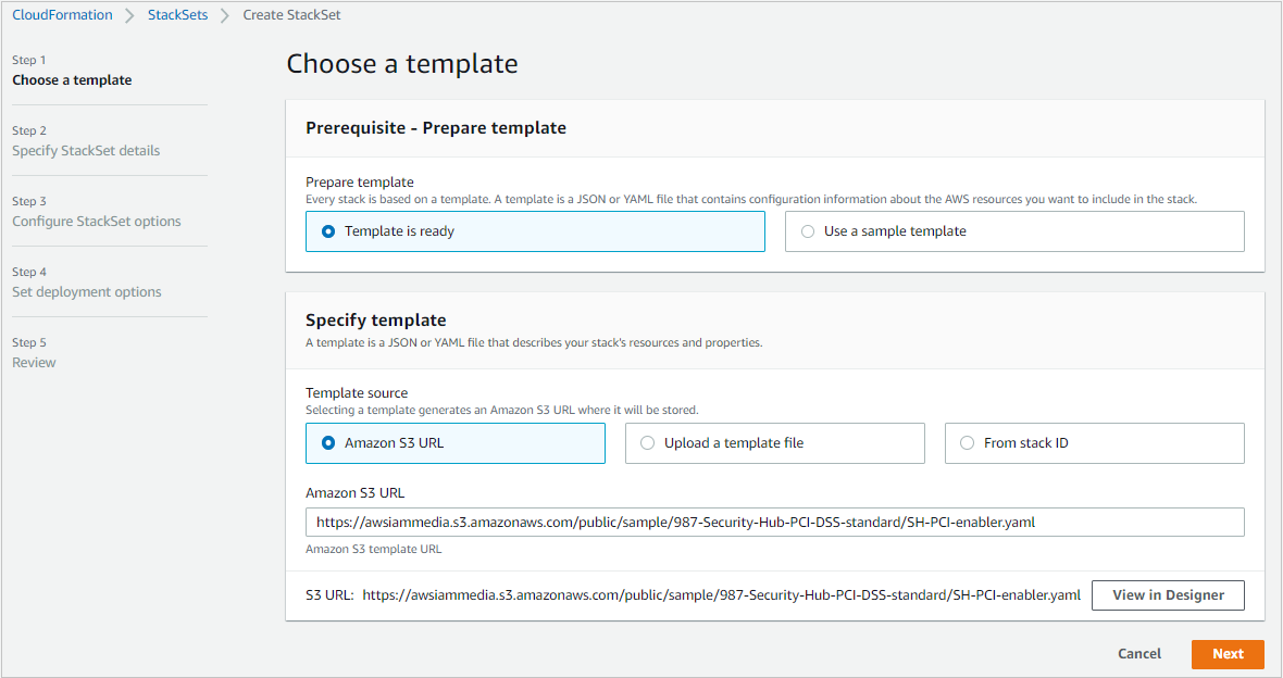 Figure 3: CloudFormation – Choose a template
