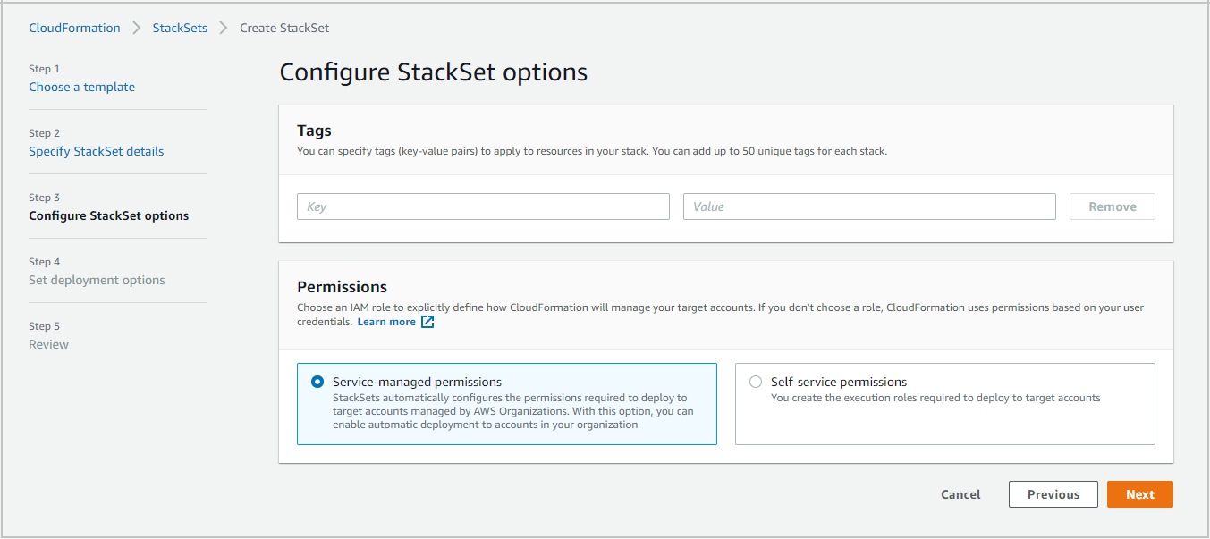 Figure 5: CloudFormation – Configure StackSet options