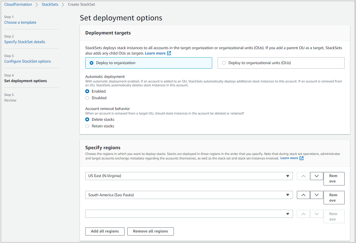 Figure 6: CloudFormation – Set deployment options