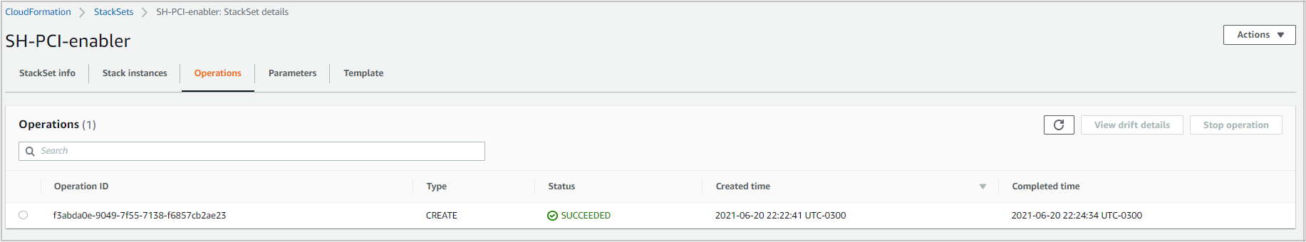 Figure 8: CloudFormation – Monitor creation of the StackSet