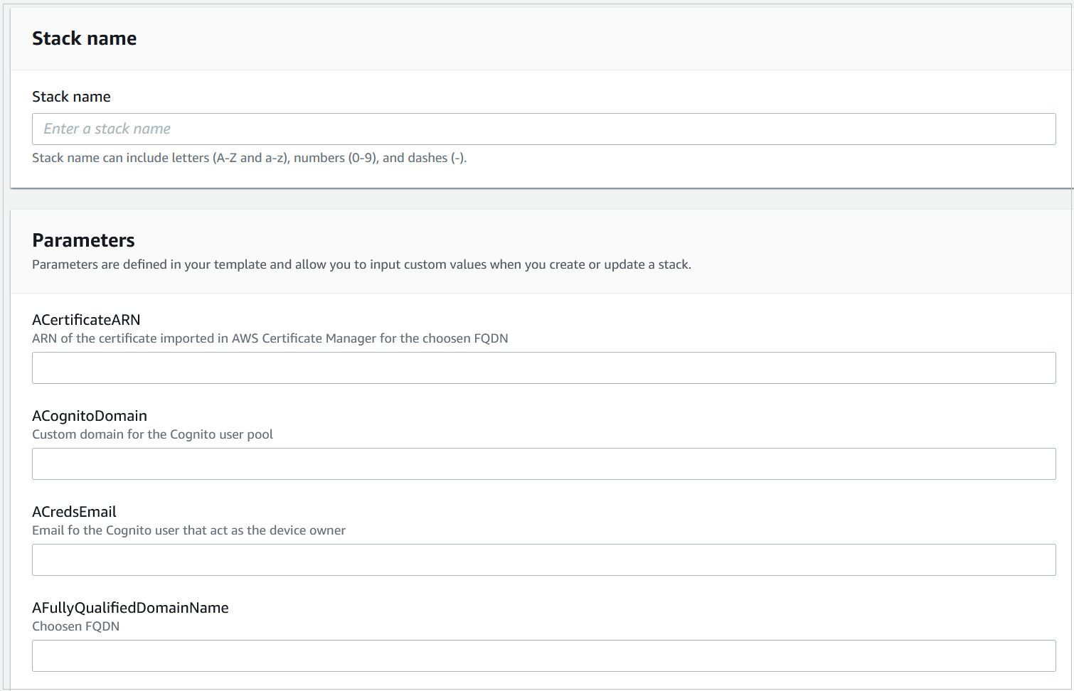 Figure 4: Configure the CloudFormation stack