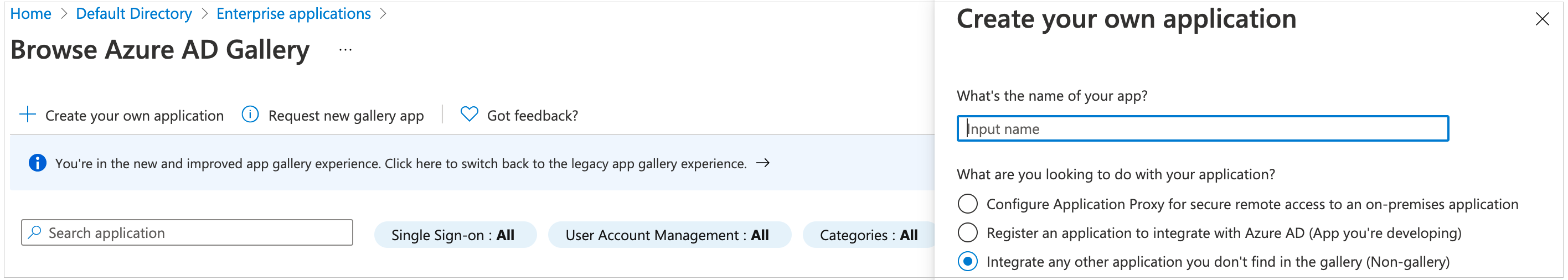 Figure 2: Add an enterprise app in Azure AD