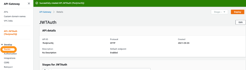 Figure 13: Navigate to Routes tab