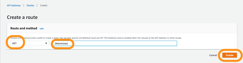 Figure 14: Create the first route for HTTP API
