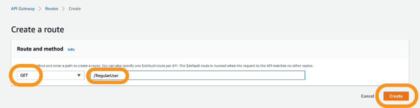 Figure 15: Create the second route for HTTP API