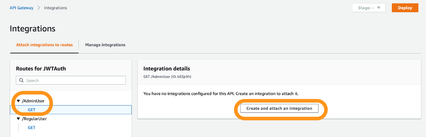 Figure 17: Attach an integration to first route