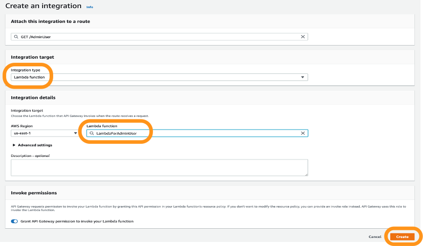 Figure 18: Create an integration for first route