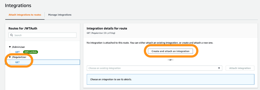 Figure 19: Attach an integration to second route