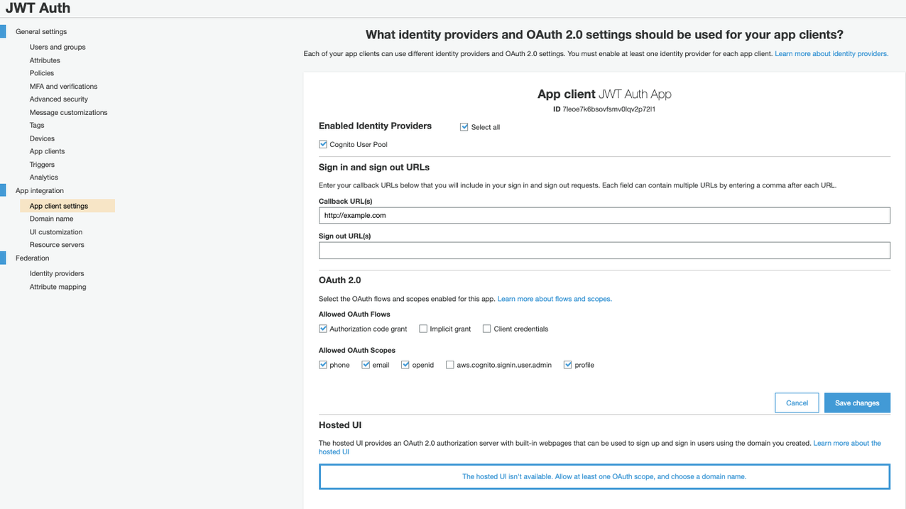 Figure 6: Configure app client settings