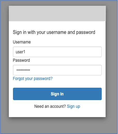 Figure 7: Input credentials in the Cognito-hosted login screen