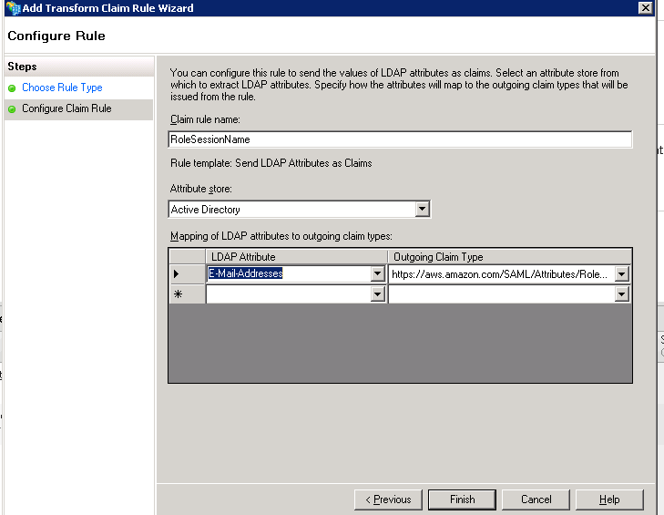 Screenshot of settings to choose