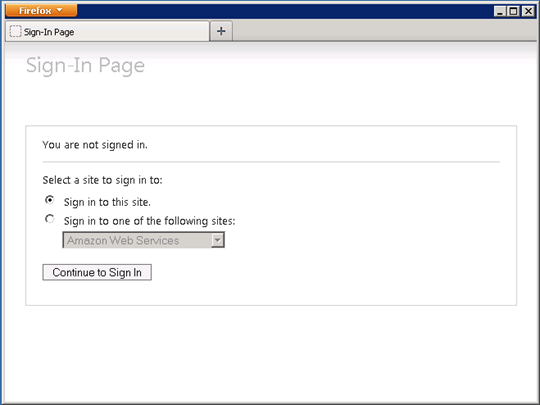 Screenshot of choosing Amazon Web Services to sign in to