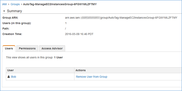 Screenshot showing Bob having been manually added to the group
